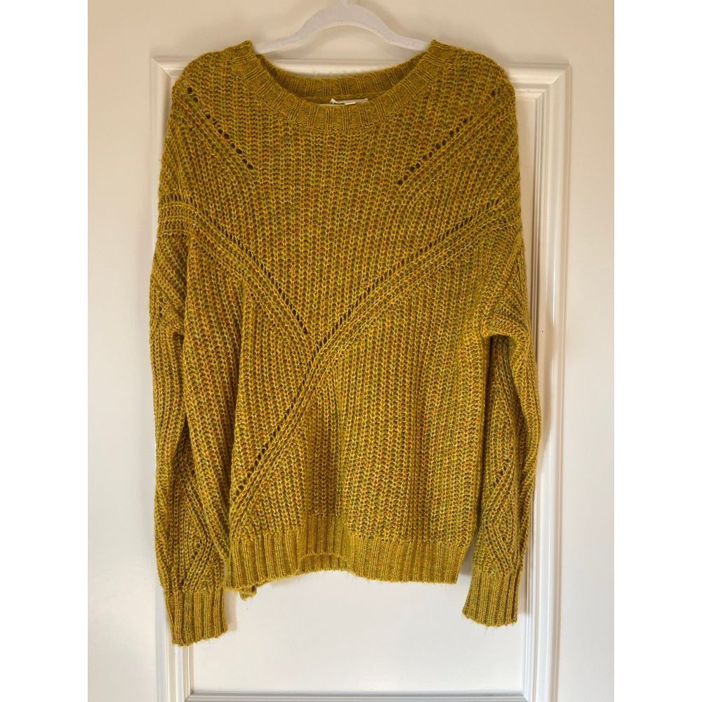 Womens yellow multicolor marled‎ crew neck sweater